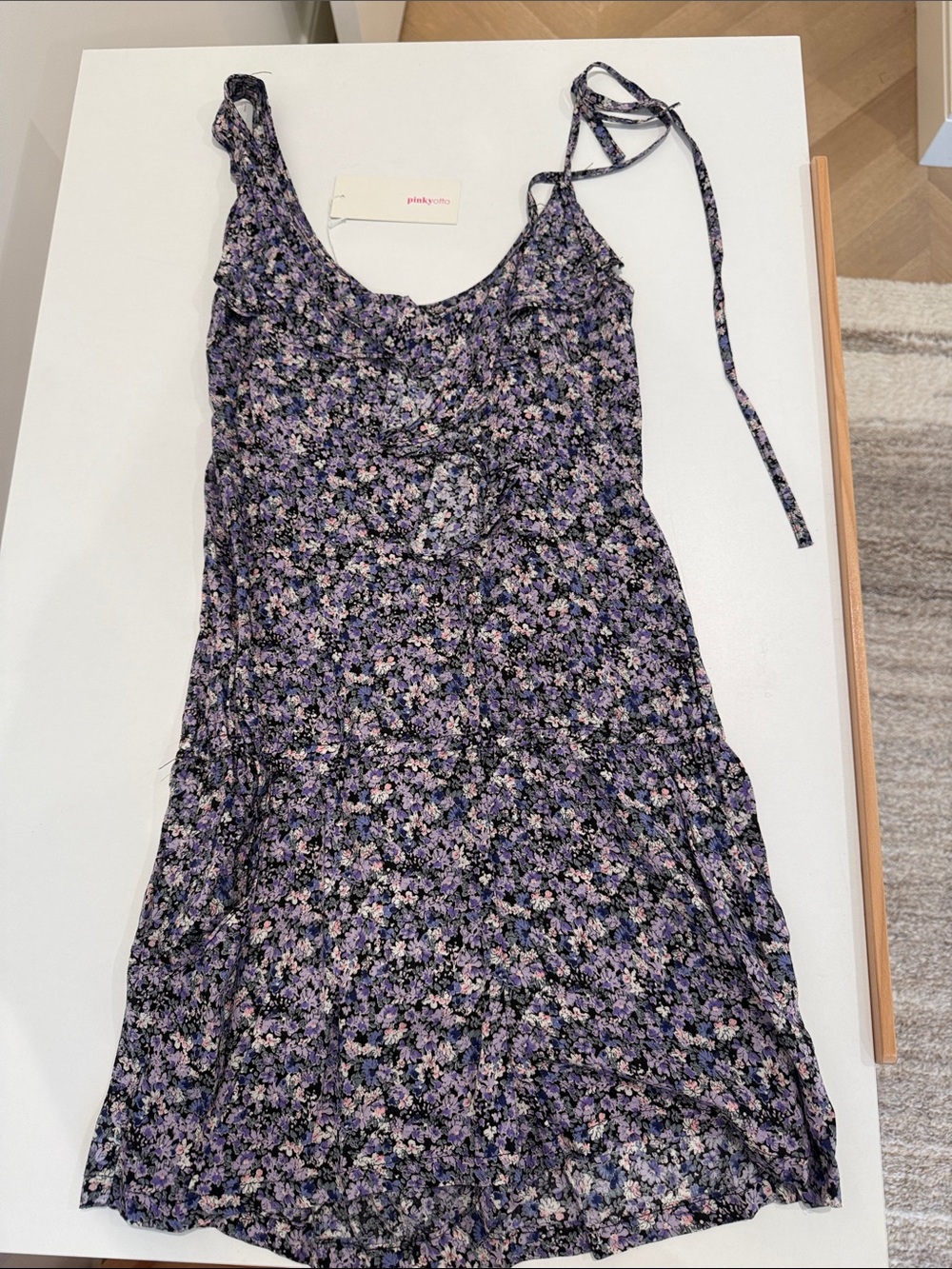 Pinkyotto Asymmetrical Romper in Lavender and black